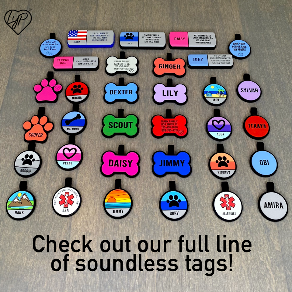Soundless Service Dog ID Tag & Emotional Support Animal Pet Tag LYP