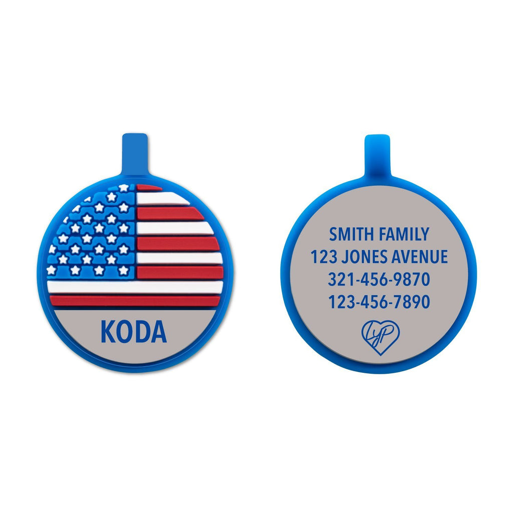 Soundless US Flag Pet Tag - Dog Tags and More - Love Your Pets