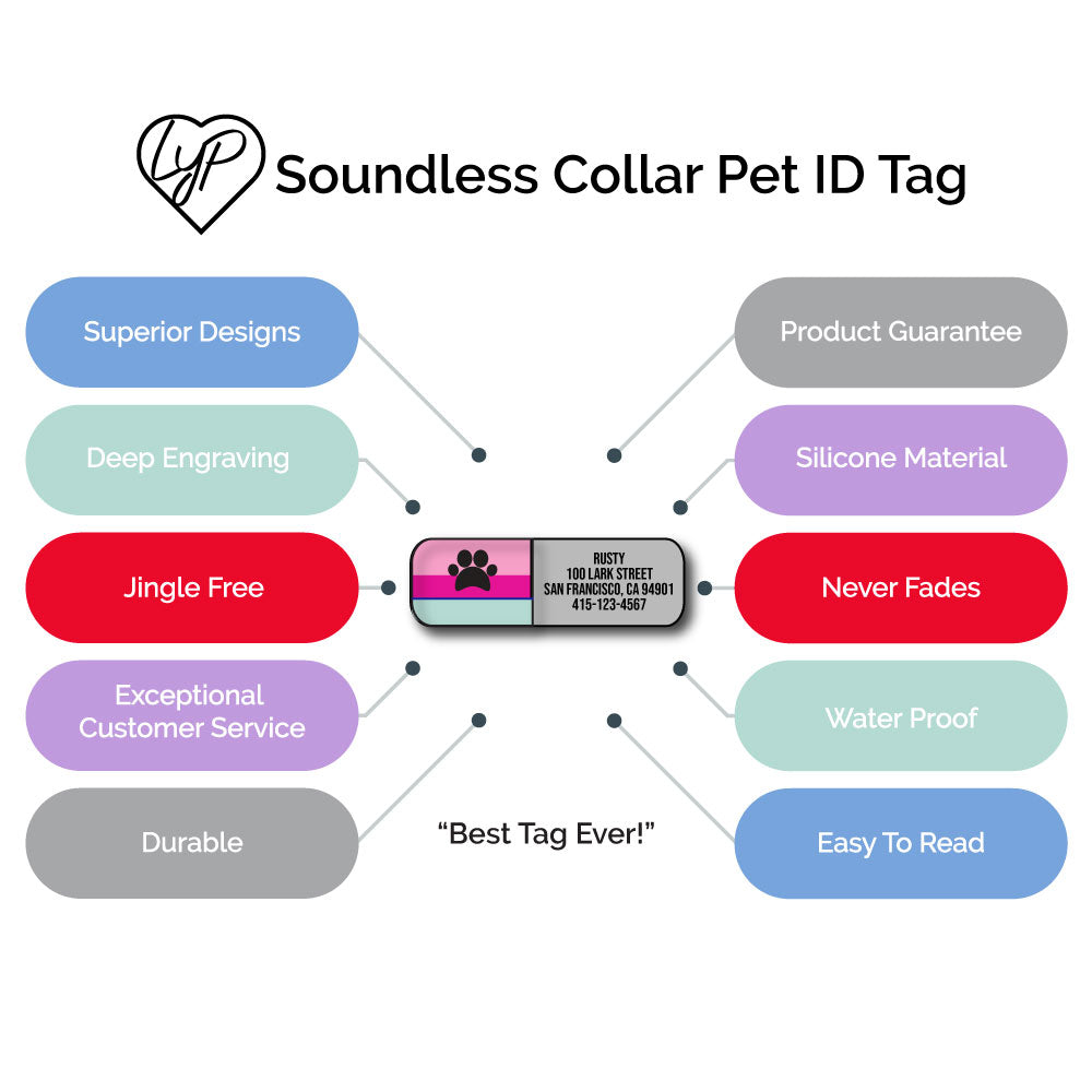Soundless Solid Pet Collar ID - Multiple Colors Available LYP