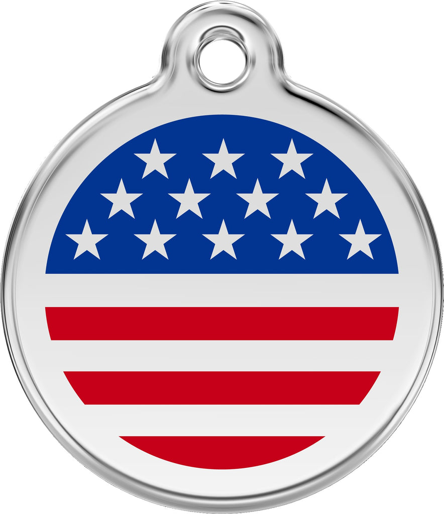 Enamel & Stainless Steel US Flag - Dog Tags and More - Love Your Pets