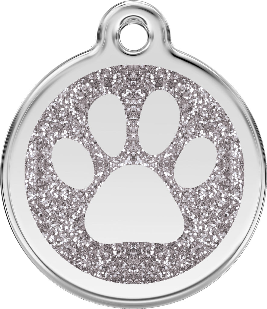 Glitter Enamel & Stainless Steel Paw - Multiple Colors Available - Dog Tags and More - Love Your Pets