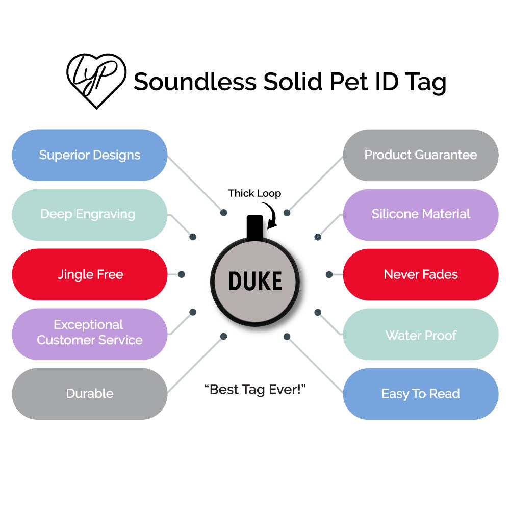 Soundless Solid Circle Pet Tags - Multiple Colors Available LYP
