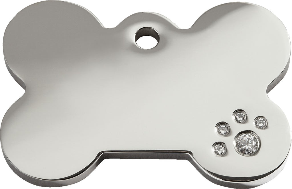 Swarovski Diamante Polished Stainless Steel Bone - Dog Tags and More - Love Your Pets