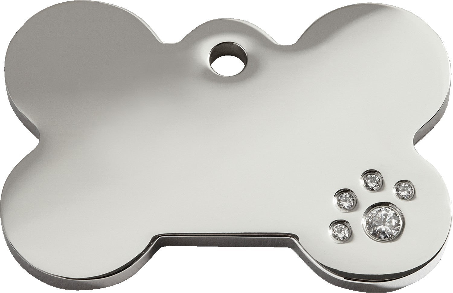 Swarovski Diamante Polished Stainless Steel Bone - Dog Tags and