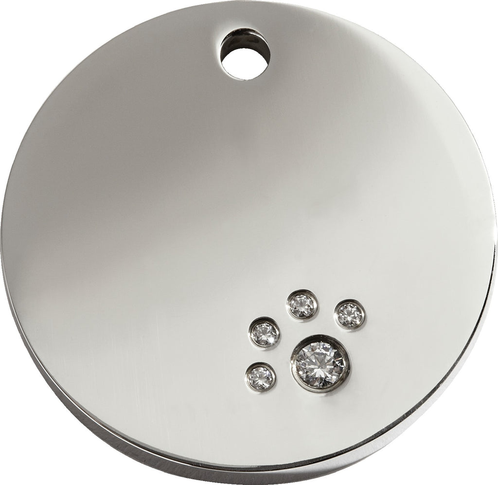 Swarovski Diamante Polished Stainless Steel Circle - Dog Tags and More - Love Your Pets