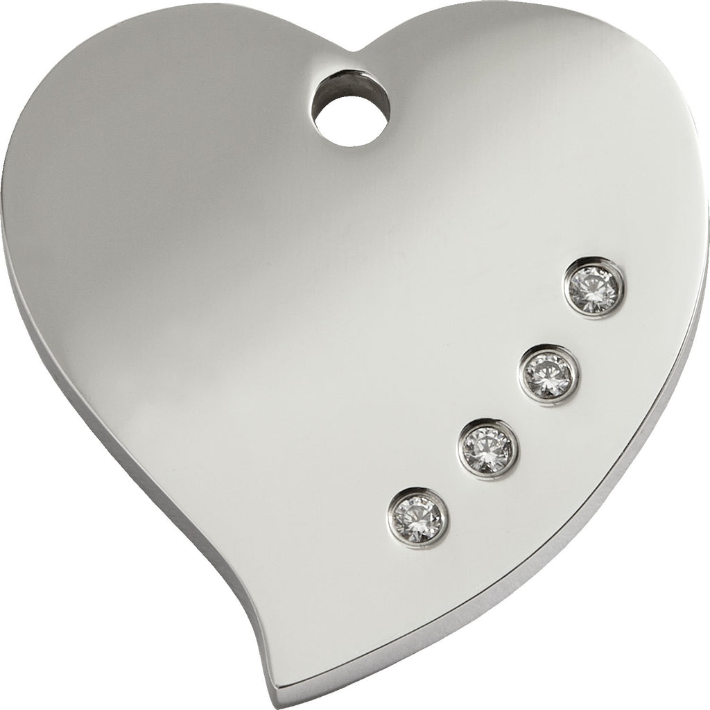 Swarovski Diamante Polished Stainless Steel Heart - Dog Tags and More - Love Your Pets